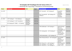 Terminplan ASV Nendingen für die Saison 2016/17