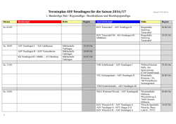 Terminplan ASV Nendingen für die Saison 2016/17