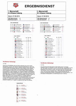 Page 1 1. Mannschaft A-2-Klasse Coburg Datum: 31.07.2016 FC