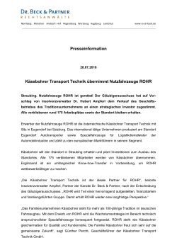 Presseinformation Kässbohrer Transport Technik übernimmt