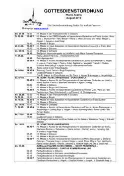 Gottesdienstordnung Axams August 2016