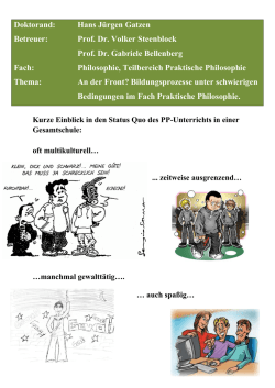 Doktorand: Hans J&uuml;rgen Gatzen Betreuer: Prof. Dr. Volker