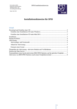 Installationshinweise f&uuml;r SPSS - RRZK