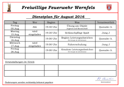 Dienstplan August 2016 - Freiwilige Feuerwehr Wernfels