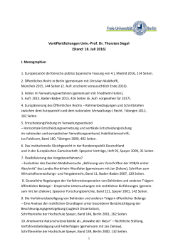Veröffentlichungen Univ.-Prof. Dr. Thorsten Siegel (Stand: 18. Juli