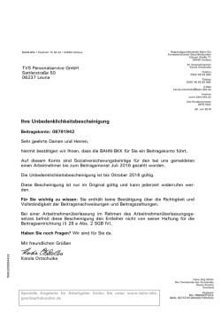 Ihre Unbedenklichkeitsbescheinigung