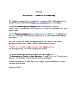 Achtung Hinweis VOB/A Öffentliche Ausschreibung Die