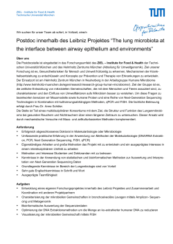 Postdoc innerhalb des Leibniz Projektes “The lung - ZIEL