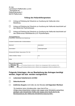 Antrag auf Erteilung einer Heilpraktikererlaubnis mit Merkblatt