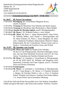 Gottesdienstordnung 30.07.