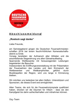 Abschlussmeldung  - Deutsche Feuerwehrmeisterschaften 2016
