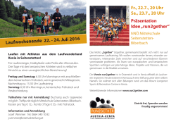 Laufwochenende 22. - 24. Juli 2016 Idee „run2gether“