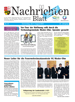 Nachrichtenblatt Nr. 31 vom 04. August 2016