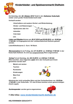 Plakat des - Kinderkleidermarkt Dielheim
