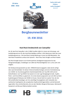 Bergbaunewsletter 19. KW 2016 Hard Rock Strebtechnik von