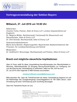 Vortragsveranstaltung der Sektion Bayern