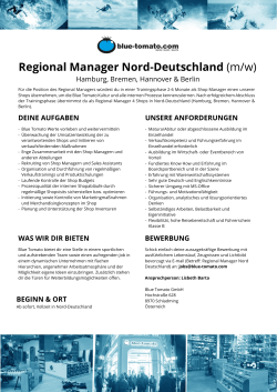 Regional Manager Nord-Deutschland (m/w)