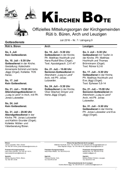 KiBo_Juli_2016 - kirchgemeinde.ch, Kirchenweb.ch