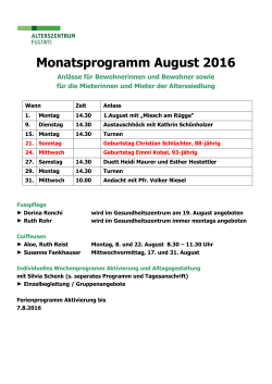 Monatsprogramm August 2016