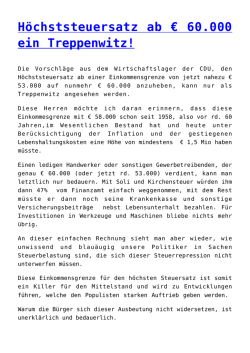 H&ouml;chststeuersatz ab &euro; 60.000 ein Treppenwitz!,Finanzkrisengedicht