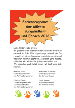 Ferienprogramm der Märkte Burgwindheim und Ebrach 2016