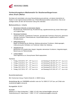 Vorbereitungskurs Mathematik für StudienanfängerInnen ohne (Fach-)