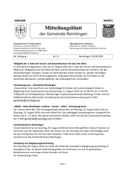 Gemeinde Reimlingen Mitteilungsblatt KW 31
