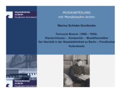 MUSIKABTEILUNG mit Mendelssohn-Archiv Marina Schieke
