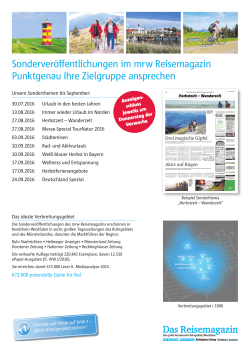 Sonderverö entlichungen im mrw Reisemagazin