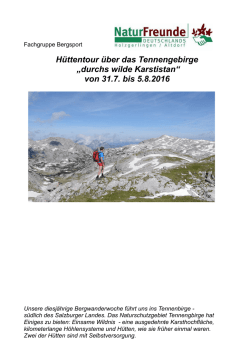 H&uuml;ttentour &uuml;ber das Tennengebirge