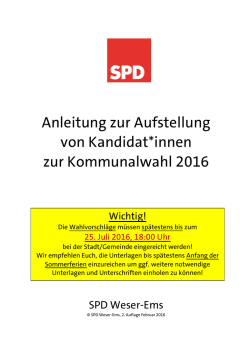 Handreichung: Anleitung zur Aufstellung von Kandidat*innen zur