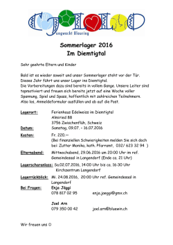 Infos zum Sommerlager 2016
