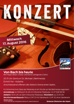 Mittwoch 17. August 2016 Von Bach bis heute