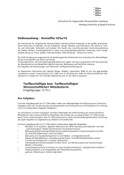 Wissenschaftliche/r Mitarbeiter/in - 035a/16 EG 13