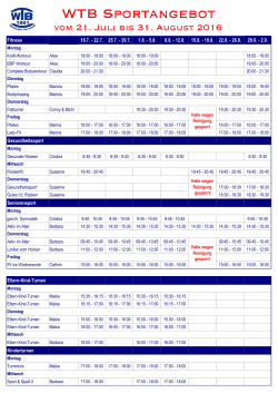 Übersicht der angebotenen Sportstunden