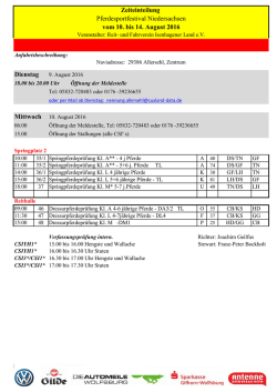 Dienstag Zeiteinteilung Pferdesportfestival Niedersachsen vom 10