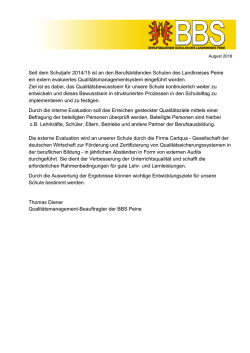 Seit dem Schuljahr 2014/15 ist an den Berufsbildenden Schulen des
