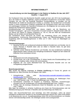 INFORMATIONSBLATT Ausschreibung von drei Ausstellungen in