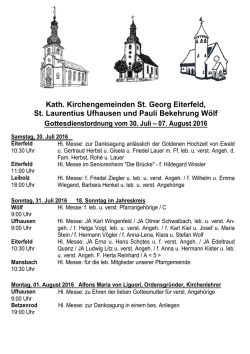 Gottesdienstordnung - Sankt Georg, Eiterfeld