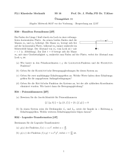 P2.1 Klassische Mechanik SS 16 Prof. Dr. J. Plefka/PD Dr. T.Klose