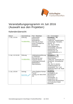 Veranstaltungsprogramm im Juli 2016