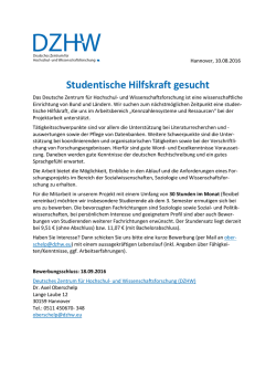 Studentische Hilfskraft gesucht - Deutsches Zentrum für Hochschul