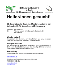 IDM Leichtathletik 2016-Helferaufruf - Behinderten