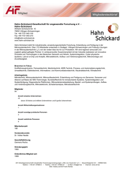 Hahn-Schickard-Gesellschaft f&uuml;r angewandte Forschung e.V.