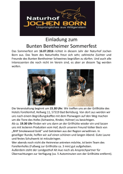 Einladung Sommerfest 2016 - Bunte Bentheimer Schweine