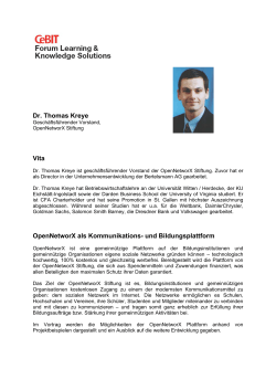 Dr. Thomas Kreye Vita OpenNetworX als Kommunikations