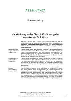 zur Pressemitteilung - Assekurata Solutions GmbH
