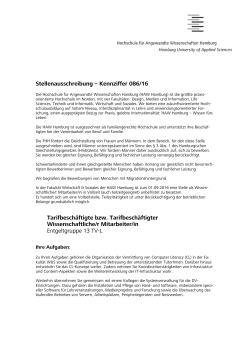 Wissenschaftliche/r Mitarbeiter/in - 086/16 EG 13