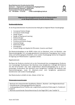 Allgemeine Bewerbungsinformationen für ein