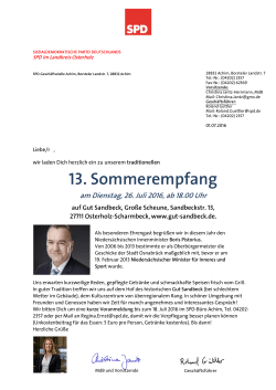 13. Sommerempfang - SPD-Ortsverein Schwanewede